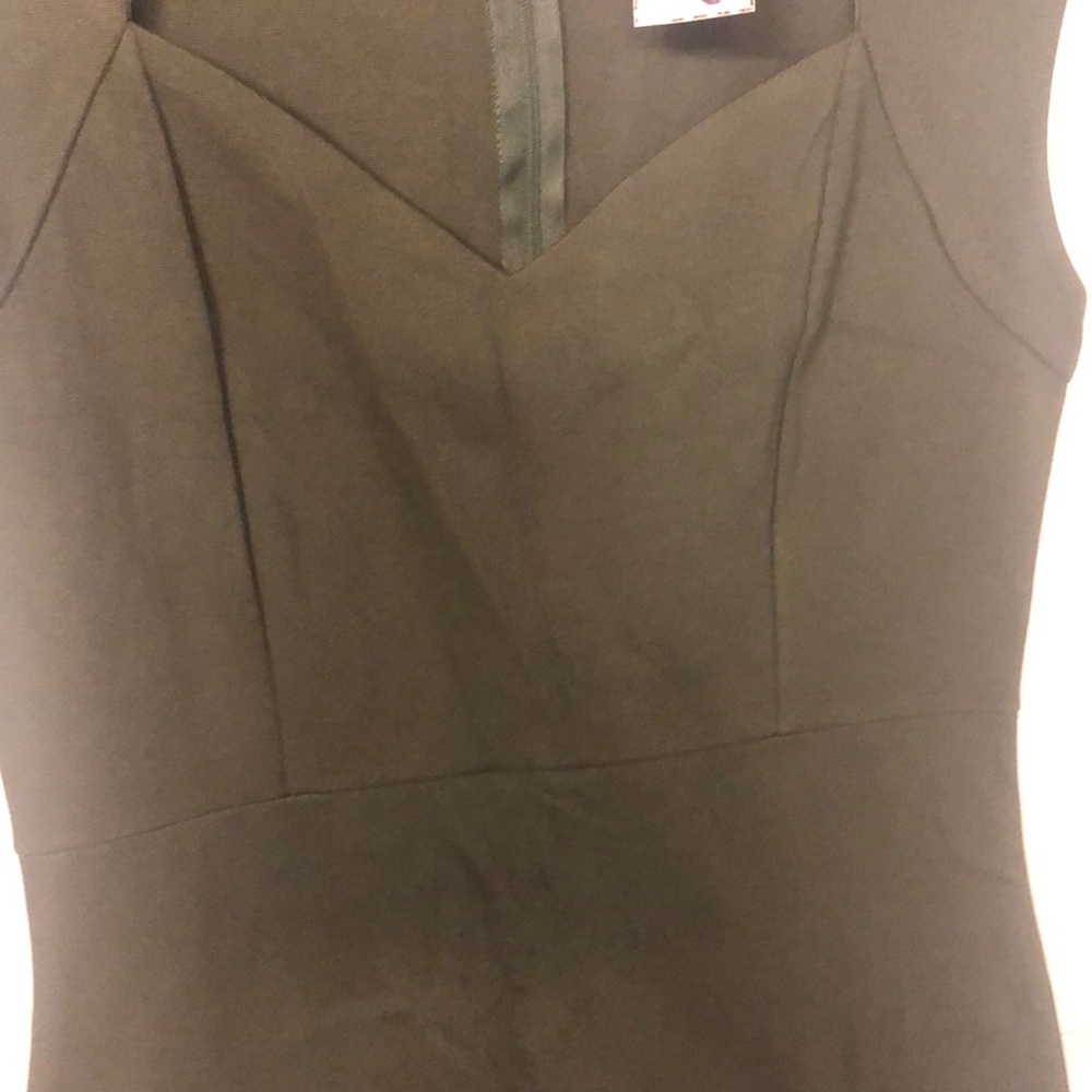 Women's Olive Green XL Fitted Party Dress - Picture 2 of 4